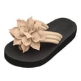 thumbnail image 5 of Rokment Women's 3D Flower Flip Flops Elegant Bohemian Beach Summer Thongs Sandals Comfortable Casual Travel Memory Foam Slip on Flat Dress Slippers for Woman Indoor Outdoor Khaki Size 9, 5 of 6