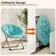 thumbnail image 2 of Sillón tipo platillo extragrande y cómodo para el dormitorio y la sala–Sillón plegable tipo luna de suave piel sintética,sillón decorativo mullido con estructura metálica resistente, 2 of 8