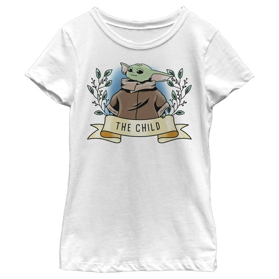 Girl's Star Wars: The Mandalorian The Child Banner  Graphic Tee White X Large