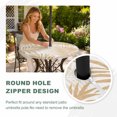 thumbnail image 4 of Round Outdoor Tablecloth with Umbrella Hole and Zipper, Beige Palm Leaves Tablecloth with Elastic Waterproof, Summer Botanical Tropical Plants Patio Table Covers for 45" - 54" Picnic Pool Tables, 4 of 9