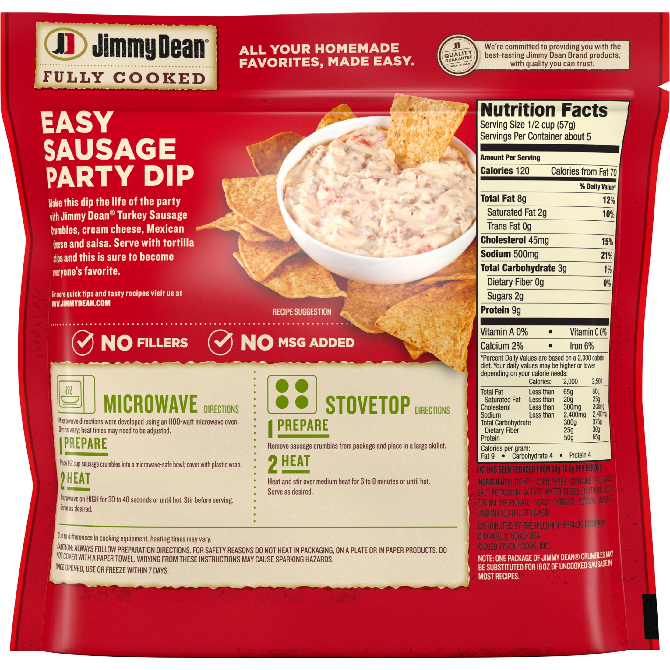 Jimmy Dean Fully Cooked Turkey Sausage Crumbles, 9.6 oz
