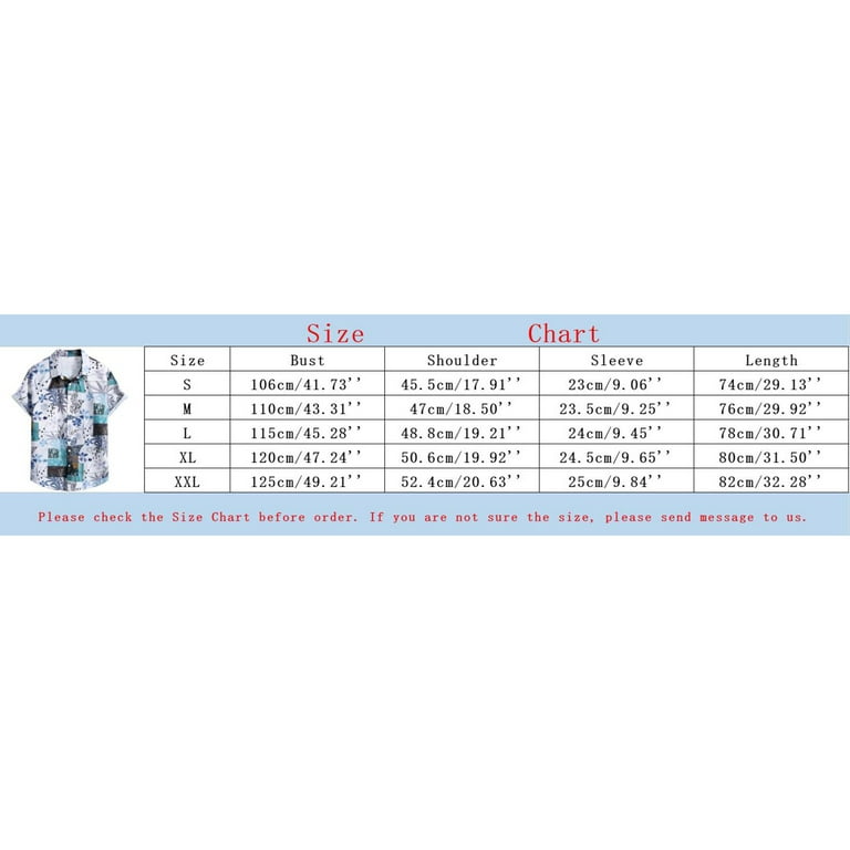 Hawaiian Shirt Usa Shirt Size Chart Short Sleeve Hawaiian Shirts