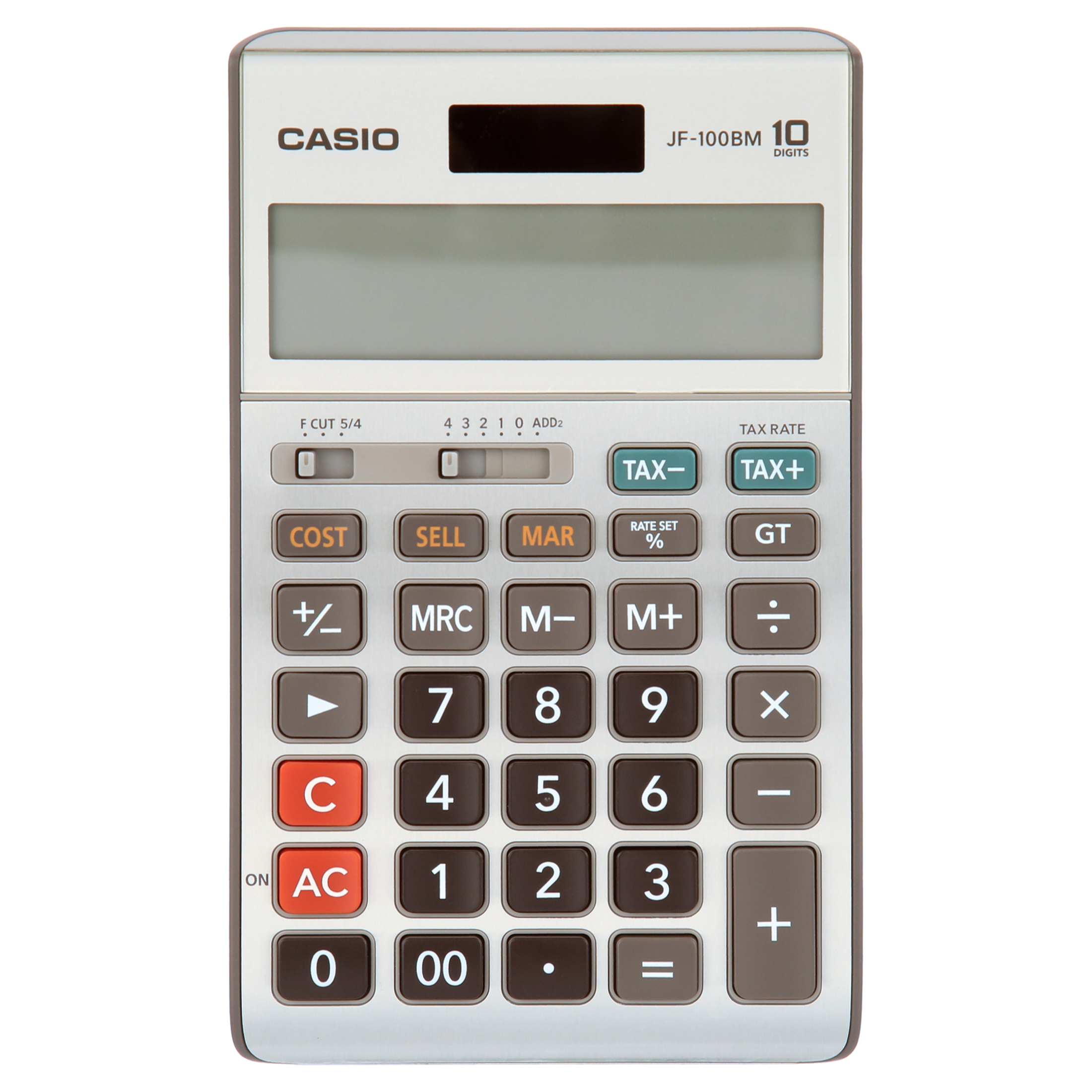 Casio JF-100 Solar Desktop Calculator with Big Display, Independent Memory, and Tax Functions