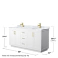 thumbnail image 5 of Wyndham Collection Miranda 66" Veneer Wood Double Bathroom Vanity in White/Gold, 5 of 6
