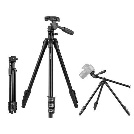 Andoer Q160HA Professional Video Tripod Horizontal Mount Heavy Duty Camera Tripod with 3-Way Pan & Tilt Head for DSLR Cameras Camcorders Mini Projector Compatible with Nikon Sony