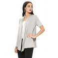 thumbnail image 3 of MOA COLLECTION Women's Casual Solid Short Sleeve Basic Open Draped Front Cardigan Office Wear, 3 of 6