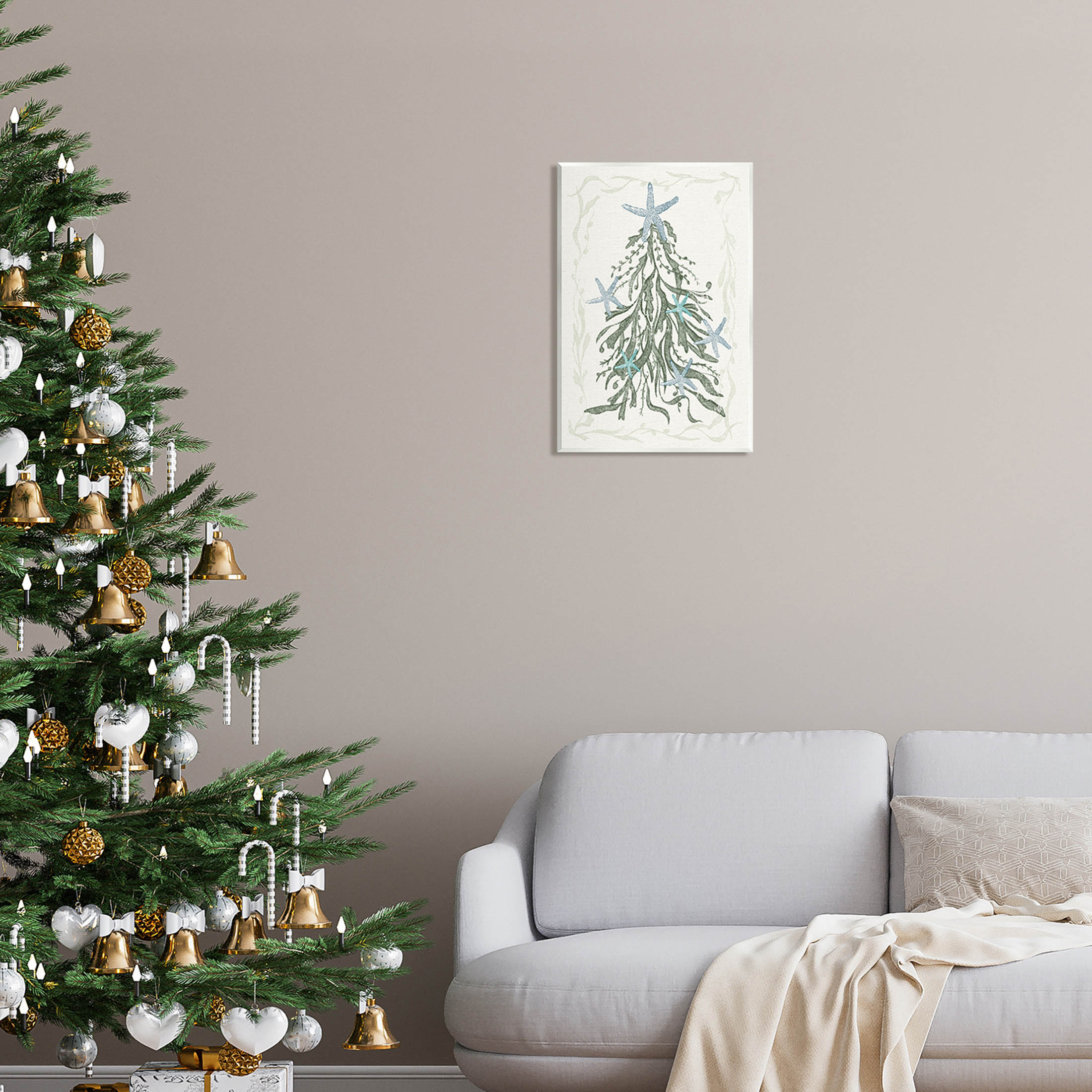 Nautical Christmas Tree Sea Life Holiday Graphic Art Unframed Art Print Wall Art