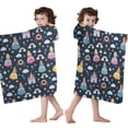 thumbnail image 4 of Dark Blue Princess Castle Pattern Hooded Bath Towel，50"x30" for Ages 3 To 12 Kids, Quick Dry Lightweight Soft Microfiber Hood Beach Towel Cover Up for Kids, 4 of 7