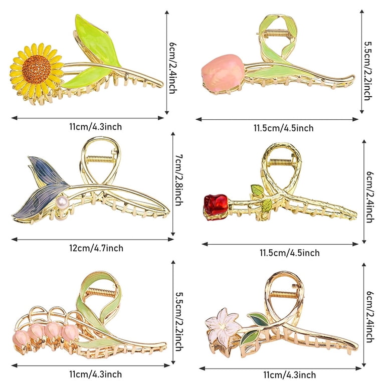 NOGIS 6 Pcs Flower Metal Hair Claw Clips Large Tulip Hair  display picture 1