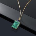 thumbnail image 4 of Gem Stone King 18K Yellow Gold Plated Silver Green Malachite and Blue Created Sapphire Pendant Necklace for Women (18.25 Cttw, Emerald Cut 18X13MM, With 18 inch Silver Chain), 4 of 4