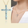thumbnail image 4 of Gemstone Cross Necklace Created Sapphire Religious Pendant Jewelry, 4 of 5