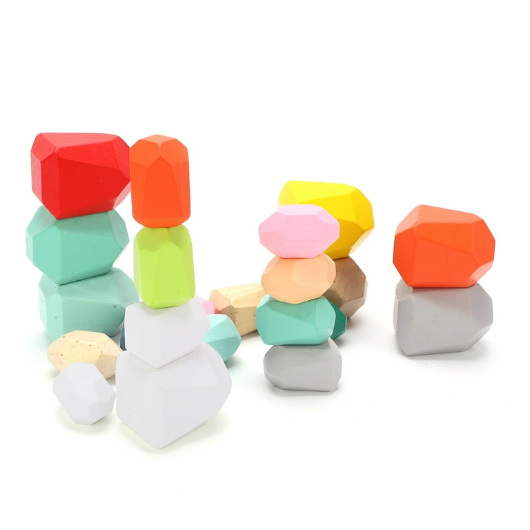 Wooden Balancing Stones, 20 Pcs Wooden Stacking Rocks Irregular, Paint-Free  Wooden Building Rocks Preschool Educational Toys, Novel Building Blocks for  Toddles Stacking Game Fun Painting 