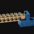 thumbnail image 2 of Terminal Block Blue Terminal Bus Bar 10 Positions Screw Brass Terminal Grounding Strip Bus Bar Block Pack of 20, 2 of 4
