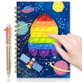 thumbnail image 1 of Cuaderno Pop para Niños, Diario de Chicos Inquietos, Journal de 8.5x5.3 Pulg con 160 Páginas Rayadas, Pluma de 6 Colores. Diario Espiral para Adolescentes. Cohete Pop y Regalos para Niños de 6, 8, 10, 1 of 3
