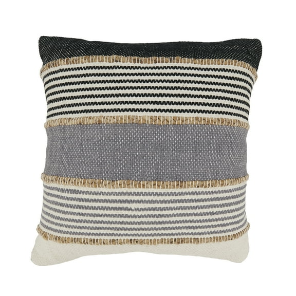 Saro Lifestyle 20 x 20 in. Striped Throw Pillow Cover, Grey