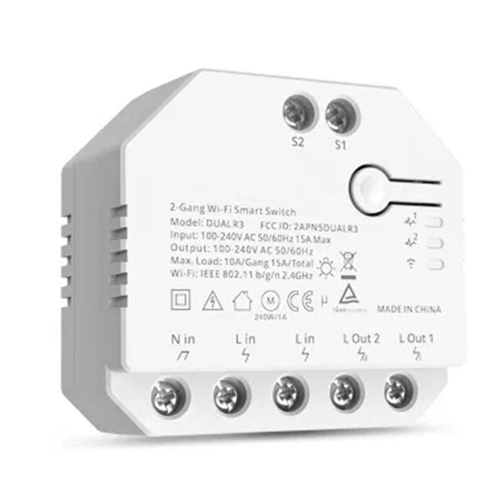 Sonoff Dual R3: Switch inalámbrico inteligente WiFi con Medición de Energía  (SKU 630H2)