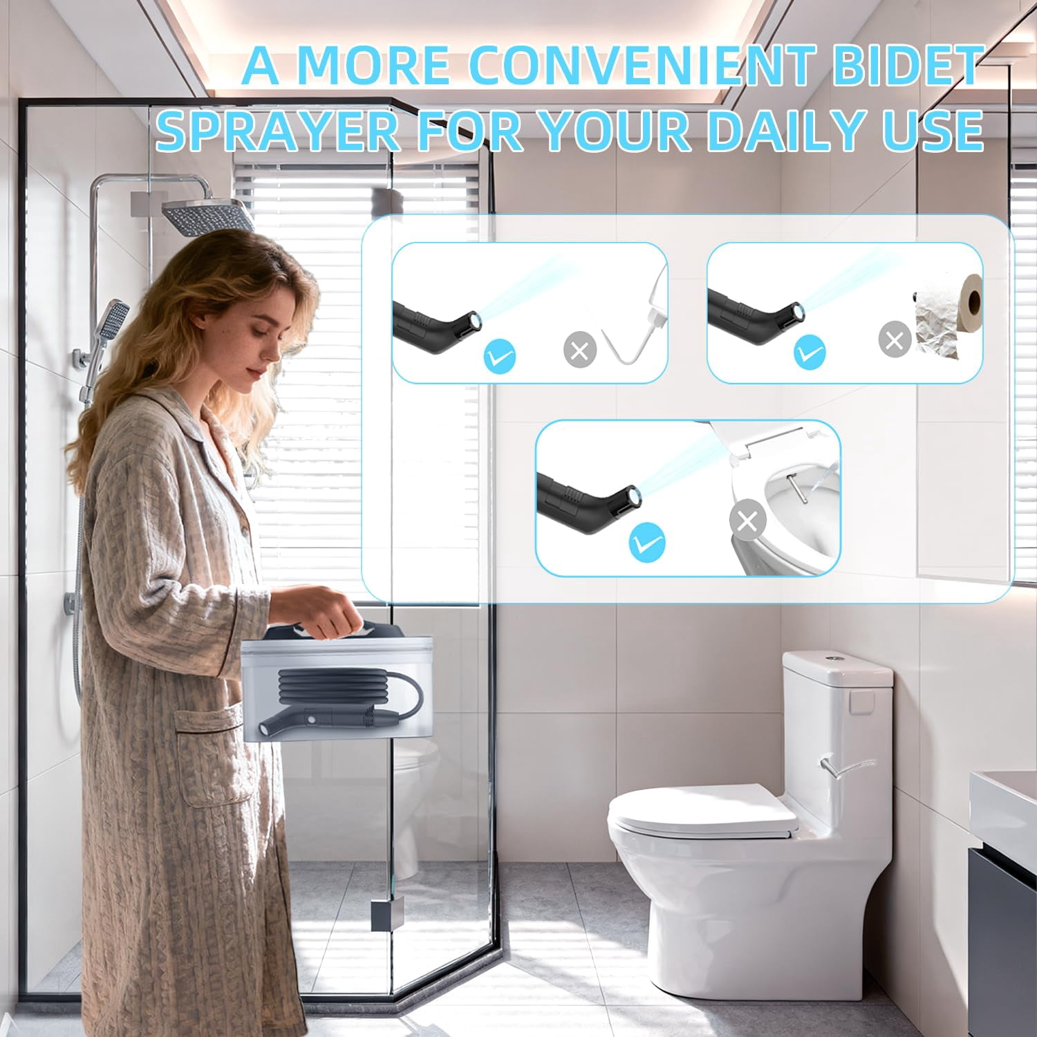 Electric Rechargeable Handheld Personal Travel Bidet Portable For Toilet Bathroom And Outdoor Hiking Strong - Soft Options Refreshing Clean With 2.3l Water Storage (black 2.3l)