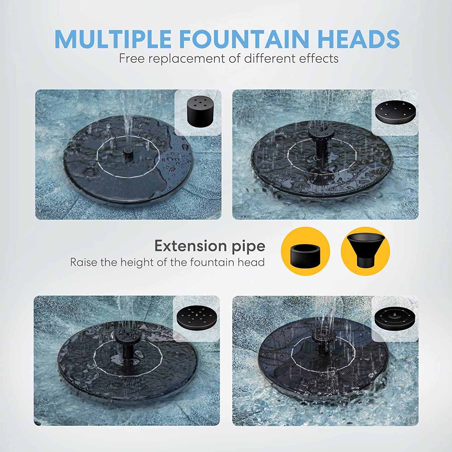 SPECSTAR Bird Bath, Polyresin Antique Outdoor Blue Garden Birdbath and Solar Powered Round Pond Fountain Combo Set