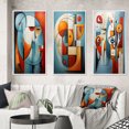 thumbnail image 1 of Designart "Geometric Portrait in Cubism II" Abstract Framed Wall Art Set Of 3 - Teal Cubism Frame Canvas Set For Living Room Decor, 1 of 6
