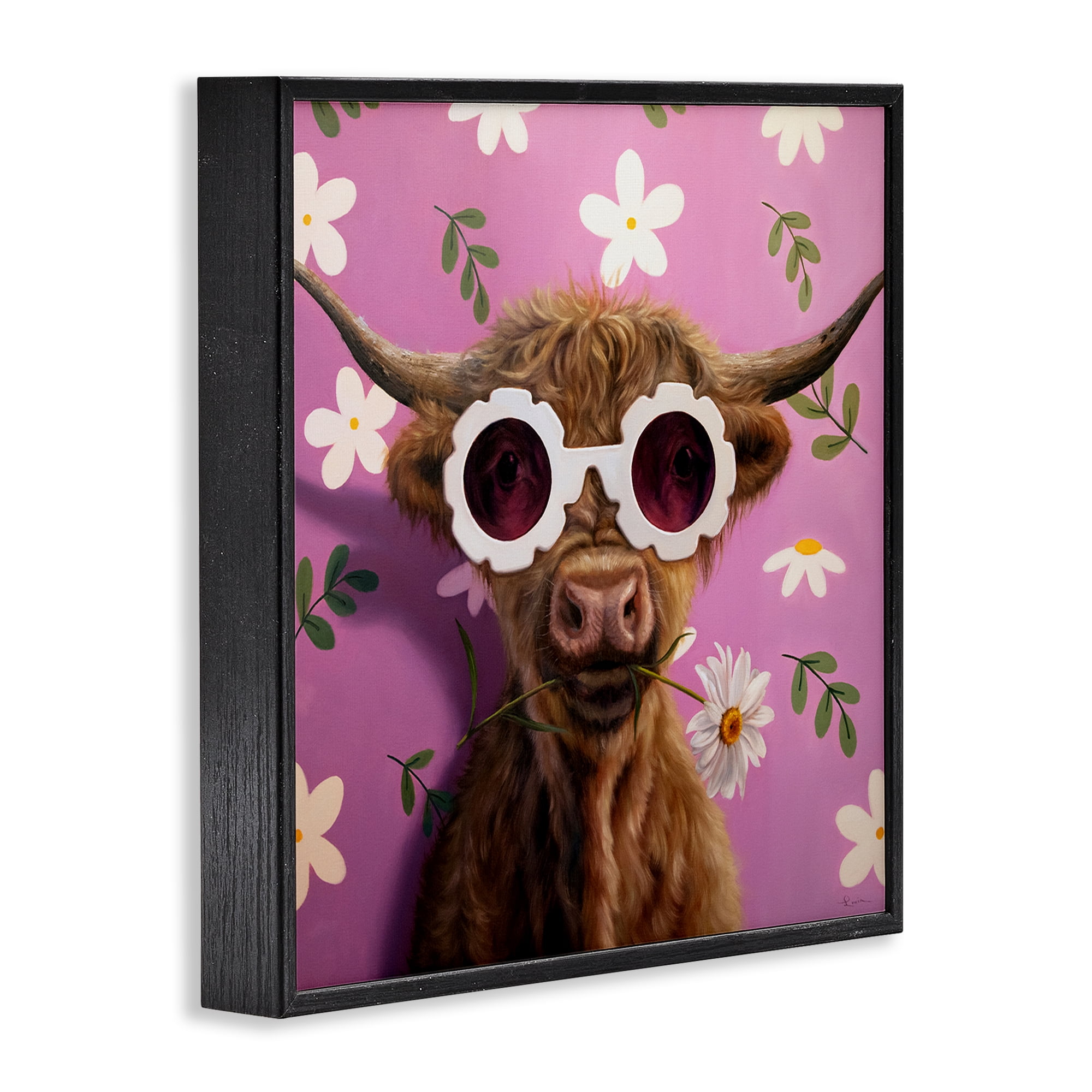 Stupell Industries Fresh As A Daisy Cattle Black Framed Giclee Art, design by Lucia Heffernan