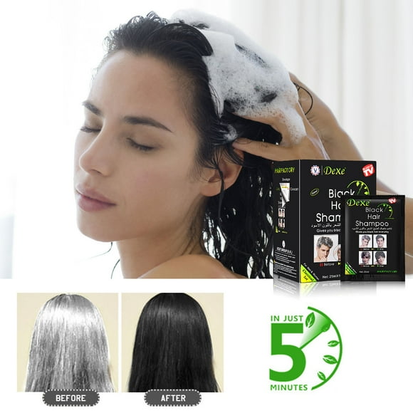Hiroke Black Hair Dye Shampoo, Temporary Instant Hair Dye for Men and Women Semi-Permanent Hair Color Shampoo Natural Ingredients(Pack of 10)