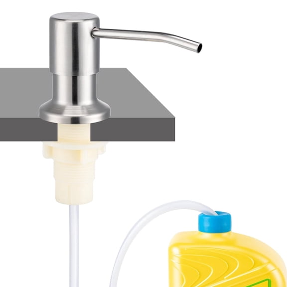 Soap Dispenser for Kitchen Sink, Built in Sink Soap Dispenser (Brushed Nickel), Countertop Dish Soap Dispenser Stainless Steel Pump with 47" Extension Tube kit, No Need to Frequent Refills
