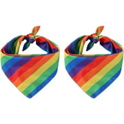 Tinsow 2 Pcs Breathable Bandanas Bibs Rainbow Dog Kerchief LGBT+ Pride Day Dog Collar Cat Pets Collar