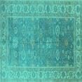 thumbnail image 1 of Ahgly Company Machine Washable Indoor Square Oriental Turquoise Blue Traditional Area Rugs, 6' Square, 1 of 4