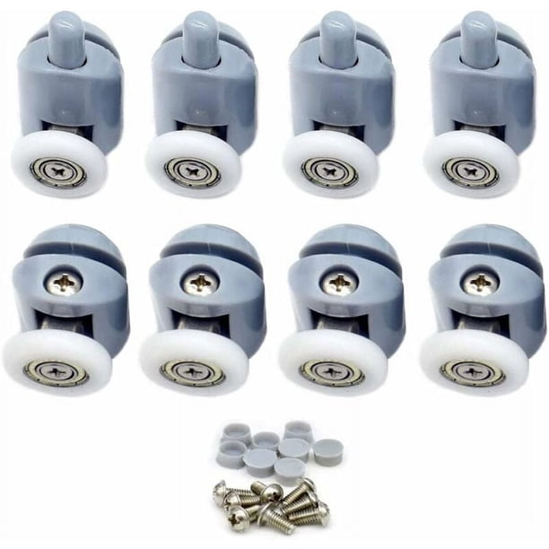 Rodillos para mamparas de ducha de rodamiento suave, piezas de repuesto fáciles de instalar y con un ajuste perfecto para las puertas de vidrio de su baño, juego de 8 rieles para mamparas de ducha