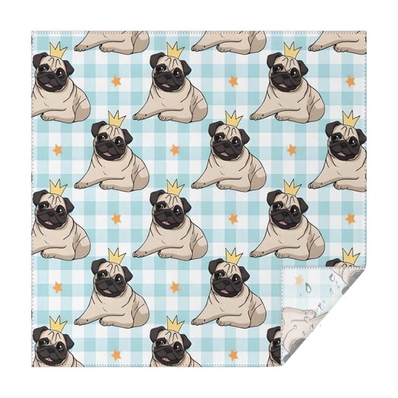 Pug with Crown Square Tablecloth,Waterproof Square Table Cover,Wipeable Spillproof Washable Table Cover for Home Kitchen Party Decor 42"X42"(107x107cm)