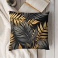 thumbnail image 3 of SHANXI Throw Pillow Covers Tropical Palm Leaves Gold Green Square Pillowcase for Home Decor Sofa Car Bedroom Pillow case 12x12in, 3 of 5