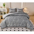 thumbnail image 4 of Koniroom 2Pcs Modern Gray Branch Floral Comforter Set Twin Size, Minimalist Botanical Print Reversible Bedding for Adults, 4 of 12