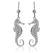 Vanbelle Sterling Silver Jewelry Sea-Theme Sea Horse Earring with Rhodium Plating for Women and Girls