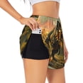 thumbnail image 3 of Lsque Realistic Style Forest Dinosaur Printed Women's Running Shorts with Liner Pockets,Elastic Quick Dry Workout Athletic Gym Yoga Shorts,Womens High Waist Shorts-Small, 3 of 9