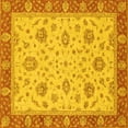 thumbnail image 1 of Ahgly Company Machine Washable Indoor Square Oriental Yellow Traditional Area Rugs, 4' Square, 1 of 4