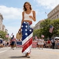 thumbnail image 4 of 250 Years Pants for Women Independence Day USA Flag Print Slit Baggy Trousers Elastic High Waist Wide Leg Relaxed Fit Home Wear Lounge Pants, #01 Wine, S, 4 of 6