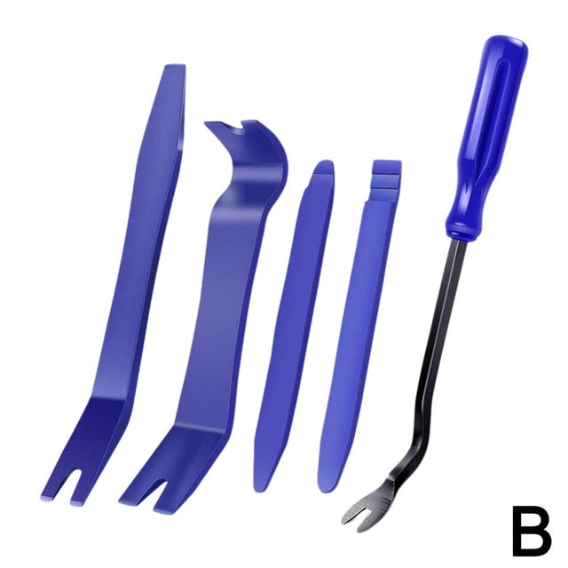 Blue Car Audio Disassembly Tool 4-Piece Set Center Control Panel Installation Repair Tool Plastic Pry Plate Disassembly Spot Car Disassembly Tool 5-Piece Set Pry Plate Screwdriver Door Panel