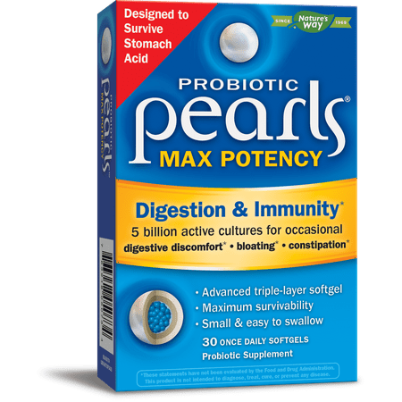 Nature’s Way Probiotic Pearls Max Potency Softgels, 30 (Best Probiotic For Bloating)