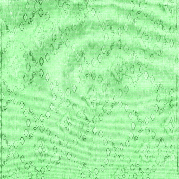 Ahgly Company Indoor Square Abstract Emerald Green Contemporary Area Rugs, 7' Square