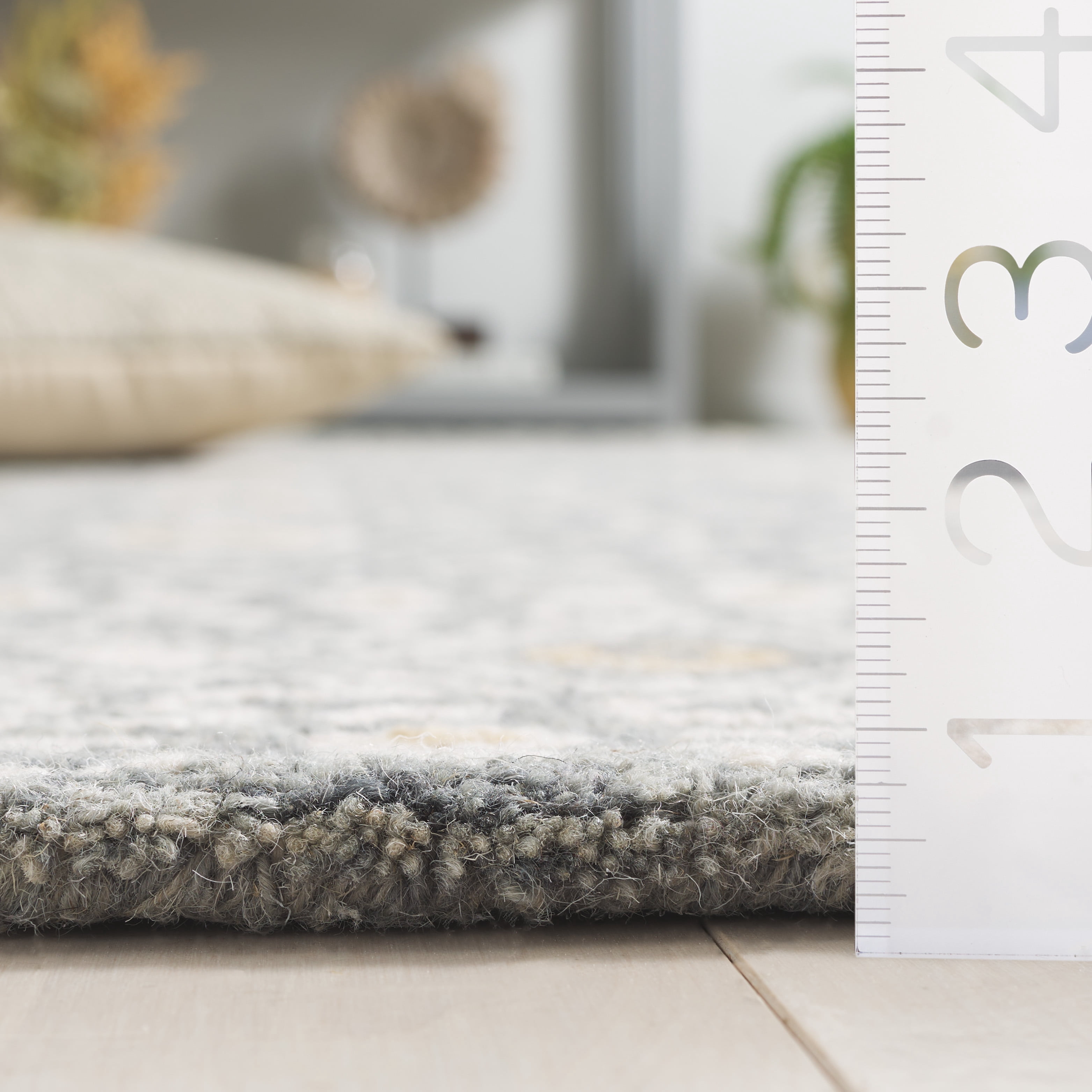 SAFAVIEH Micro-Loop Blazhe Floral Area Rug, Silver/Ivory, 4' x 6'