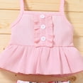 thumbnail image 3 of TheFound Kids Solid Color Sleeveless Spaghetti Strap Tops+ Floral Print Shorts, 3 of 10
