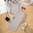 thumbnail image 2 of CUZIBR Girls Outfits Sweater Suit Ribbed Knit Long Sleeve Shirt Top With Long Skirt Slim Fit Two Piece Sets Fall Winter Girls Outfits,Beige,10-11 Years, 2 of 7