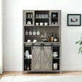 thumbnail image 4 of 70" Tall Farmhouse Coffee Bar Cabinet with Sliding Barn Doors, Ample Storage Shelves, 6-Bottle Wine Rack & 12 Stemware Slots for Kitchen & Dining Room Elegance, 4 of 9