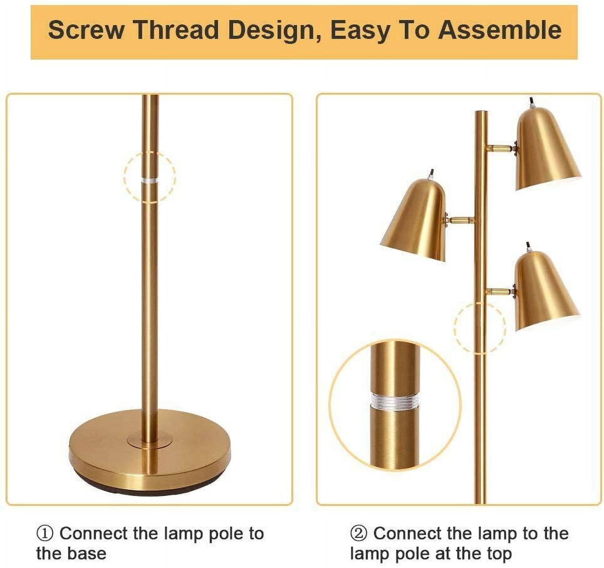 64" 3-Light Modern Adjustable Gold Floor Lamp with Metal Shades