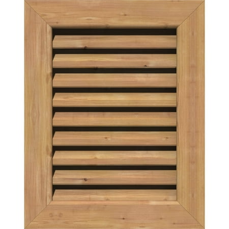 

22 W x 34 H Rectangle Gable Vent (27 W x 39 H Frame Size): Unfinished Functional Smooth Western Red Cedar Gable Vent w/ 1 x 4 Flat Trim Frame