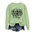 thumbnail image 4 of AWZXDE Women's Minimalist Pullover with Stylish Letter Print, Cozy Loose Fit Casual Sweatshirt for Ladies Light Green,M, 4 of 4