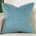 thumbnail image 2 of Dinheiro Funda de cojín de Terciopelo con Bordado de líneas geométricas a Rayas Doradas de 18 x 18 Pulgadas, Funda de Almohada Moderna de Lujo, Almohada Decorativa para sofá, Sala de Estar,, 2 of 8