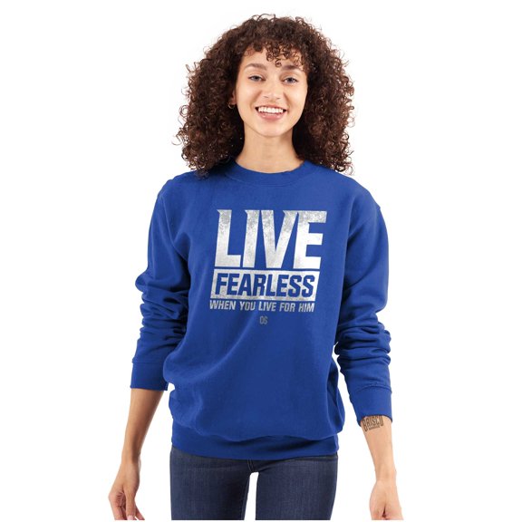 Live Fearless For Jesus Christian Sweatshirt for Men or Women Brisco Brands S