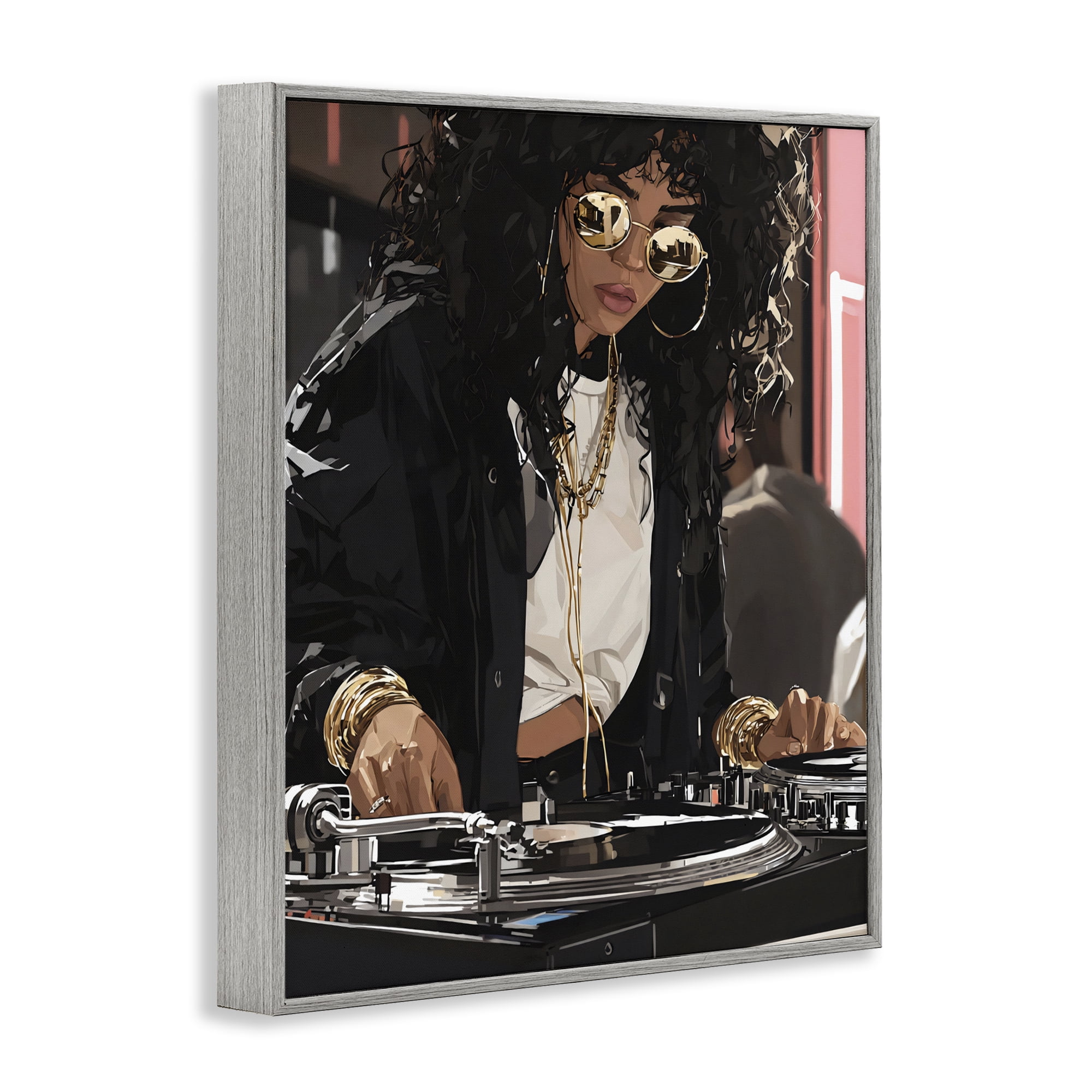 Stupell Industries DJ Focused On Turntables Gray Framed Giclee Art, design by Franklyn Gregory