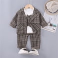 thumbnail image 2 of Afdoent Toddler Boy Outfits Suit Set 3 Piece Formal Outfit With Bow Tie Vest Long Sleeve British Style Toddler Clothes For Spring Autumn Season 6-12 Months, 2 of 4